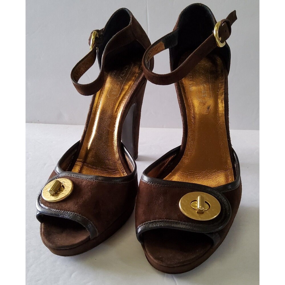 Coach Women's Darleen Suede Turnlock Buckle Ankle Strap Heels Shoes Size 6.5B - Picture 8 of 9
